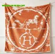 Hermès Inspired Orange Horse Carriage Flannel Throw Blanket IMG_5372